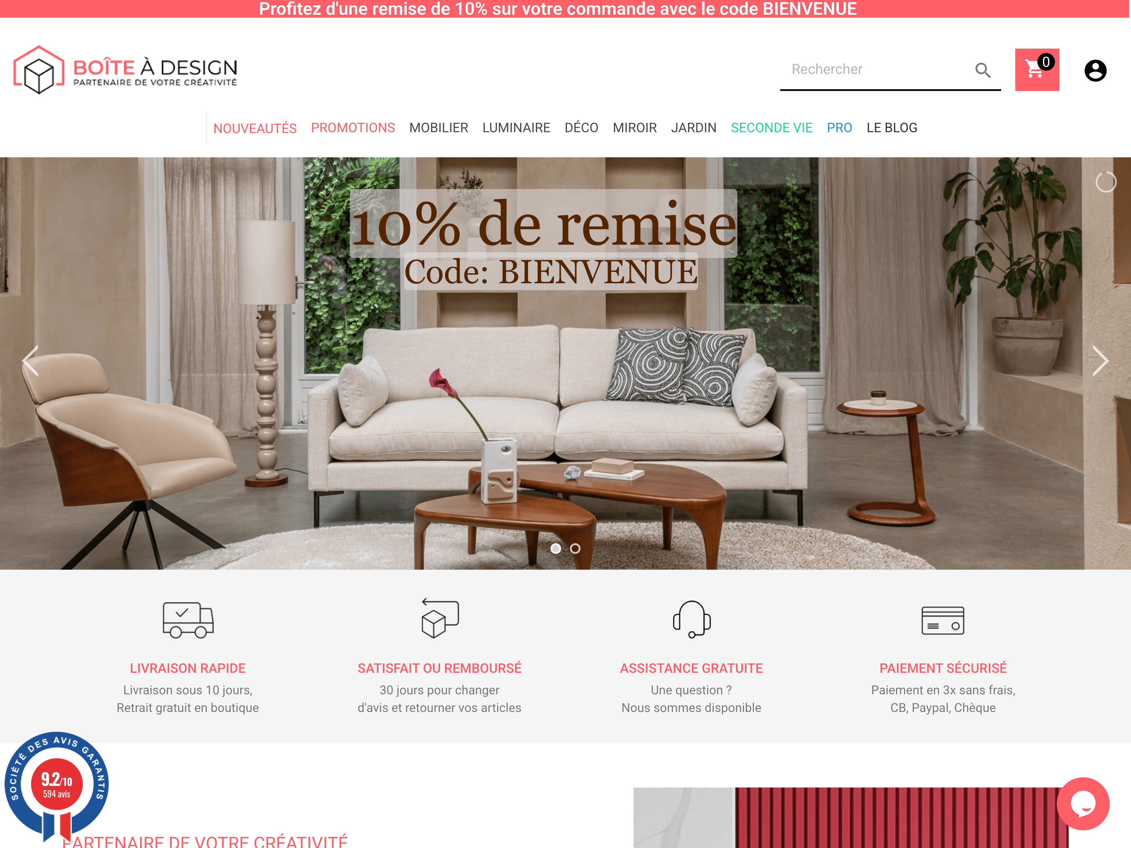 Boutique e-commerce de mobilier design