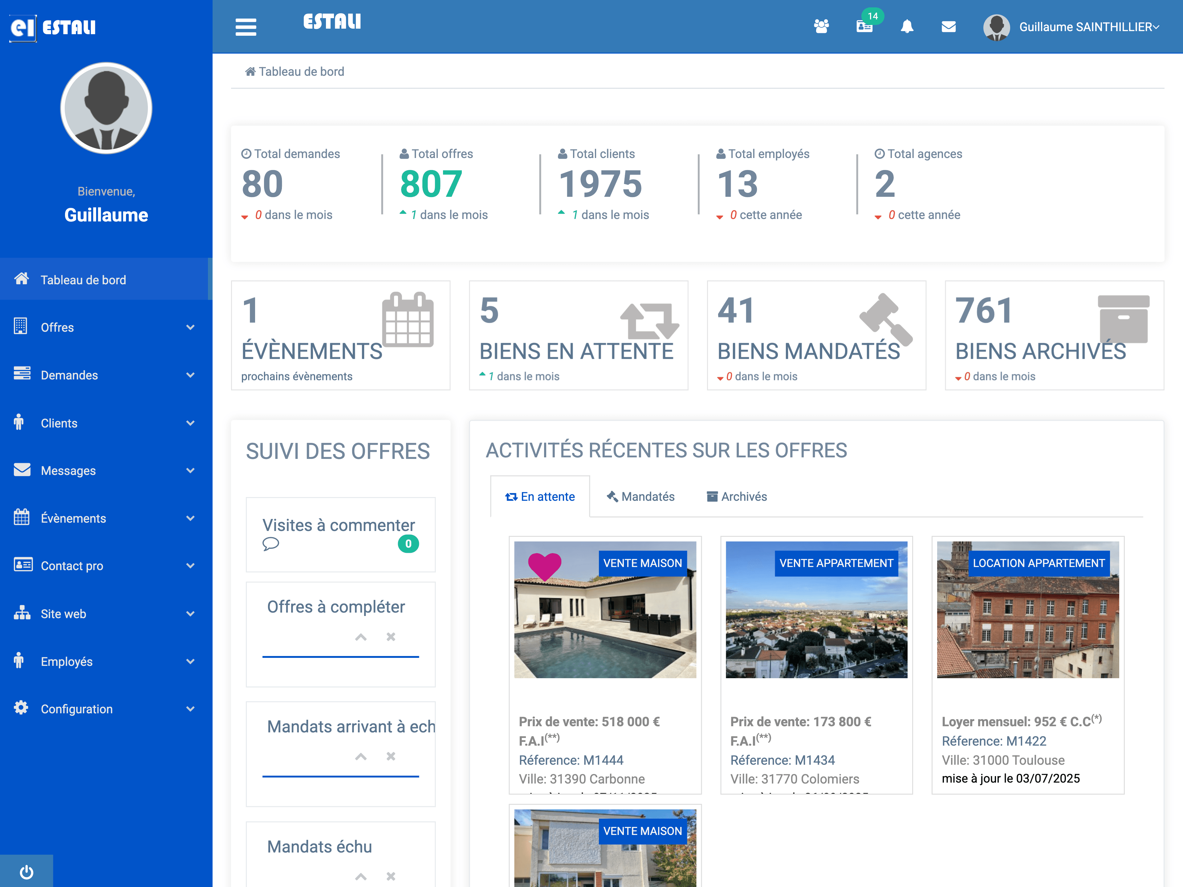Plateforme de gestion d'agences immobilières