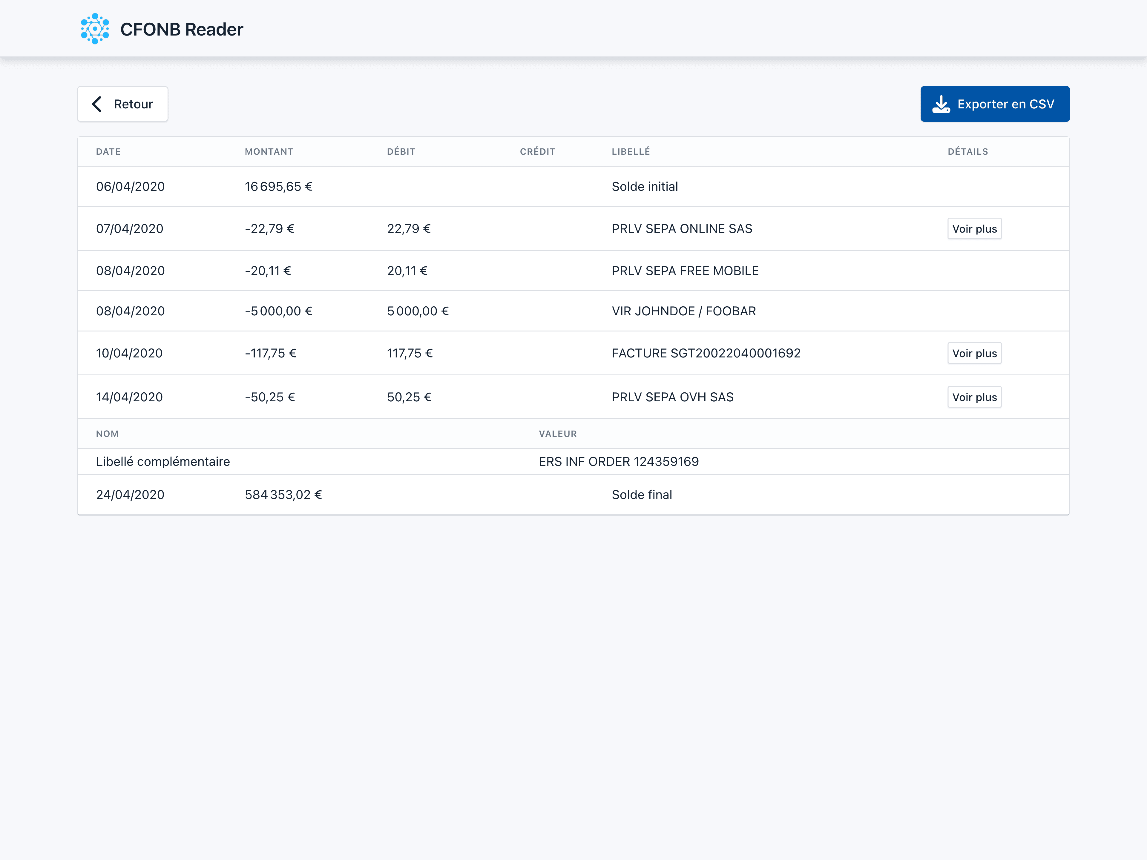 Lecteur de fichiers bancaires open-source
